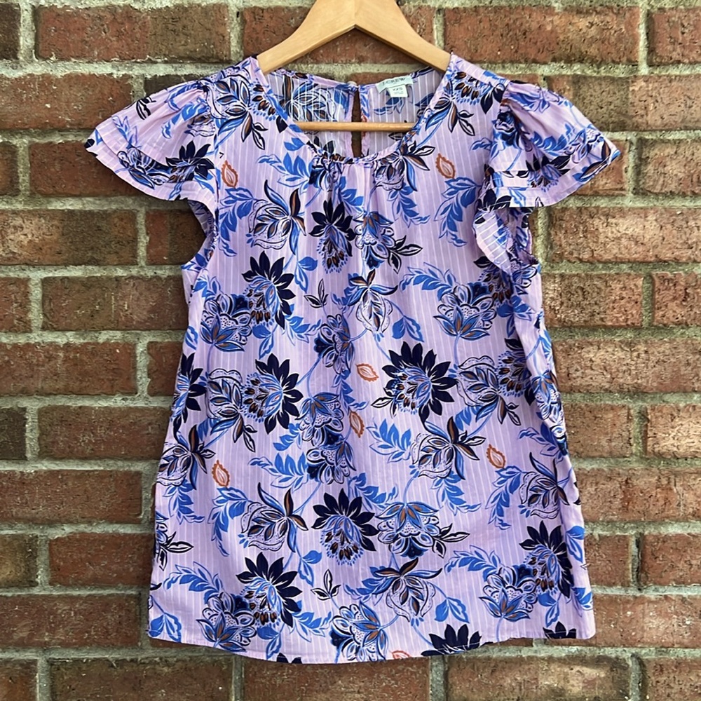 J. Crew Pintuck Flutter Sleeve Blouse Size XXS